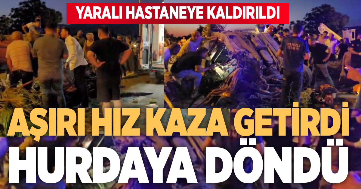 Aşırı hız yüzünden refüjdeki ağaca çarpan otomobil hurdaya döndü: 1 yaralı