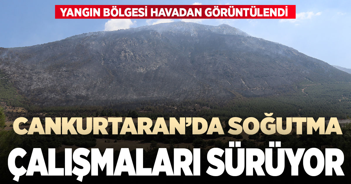 Denizli’de yanan orman sahası havadan görüntülendi: Soğutma çalışmaları sürüyor