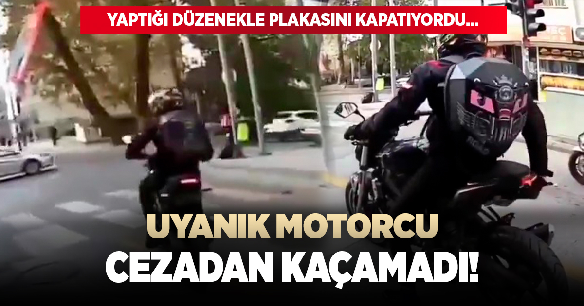 Yaptığı düzenekle kırmızı ışıktan geçen motorcu yakayı ele verdi!