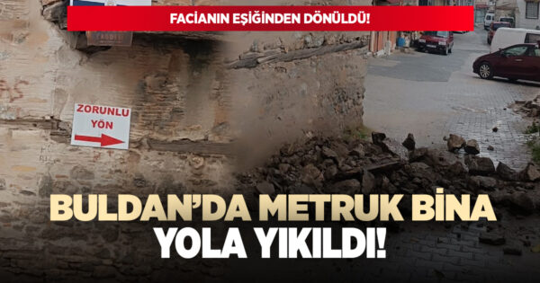 Metruk binanın duvarı yola yıkıldı!