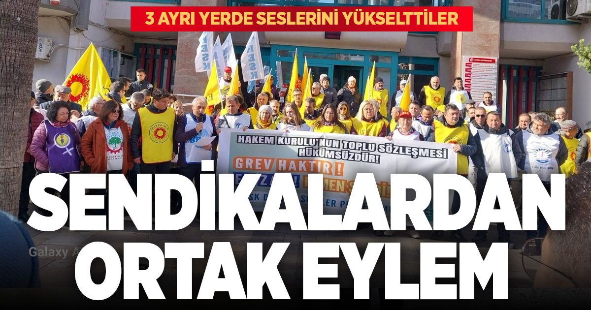 Denizli’de 3 ayrı sendika konfederasyonu eylem yaptı