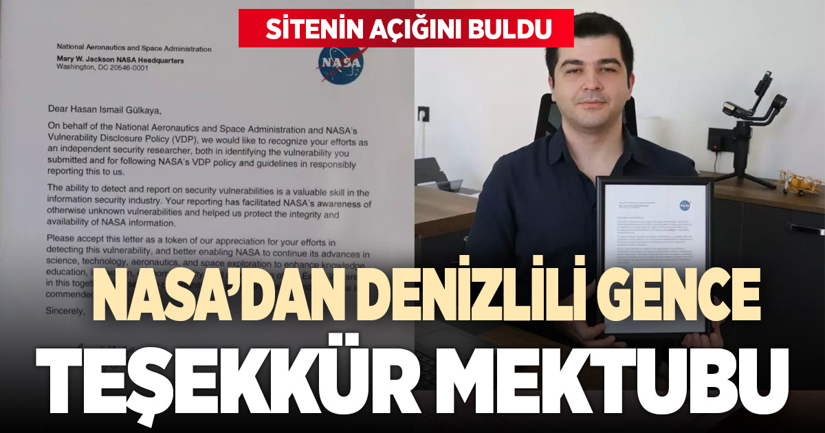 NASA’dan 4 güvenlik açığı tespit eden Denizlili Hasan’a teşekkür