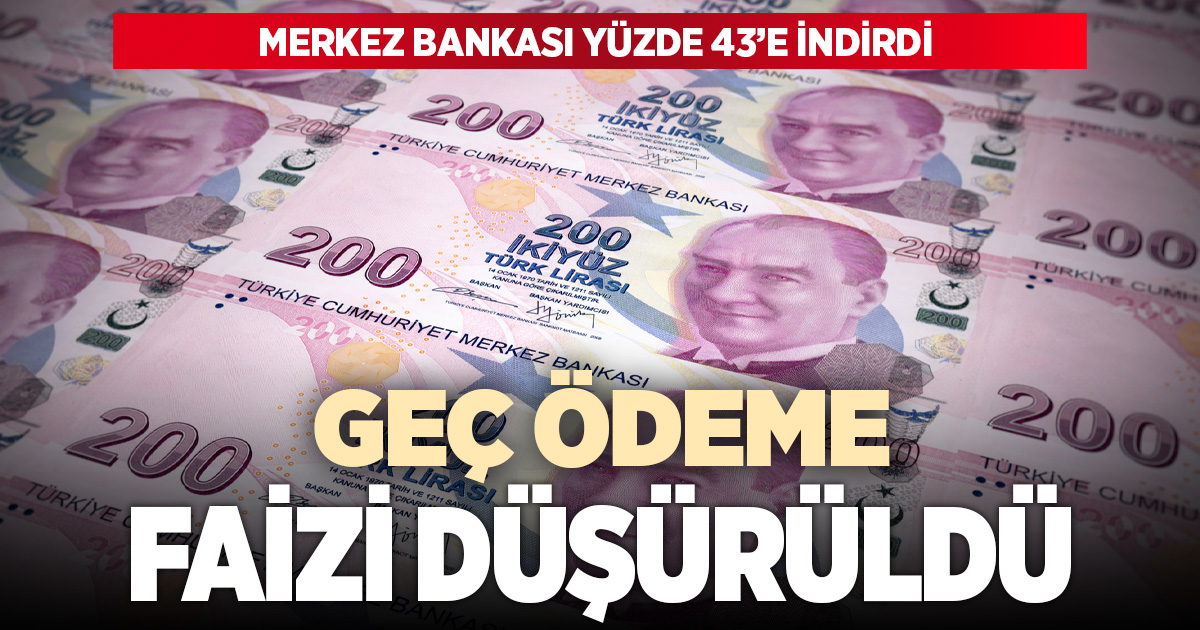 Geç ödemelere uygulanan temerrüt faizi yüzde 43’e indirildi