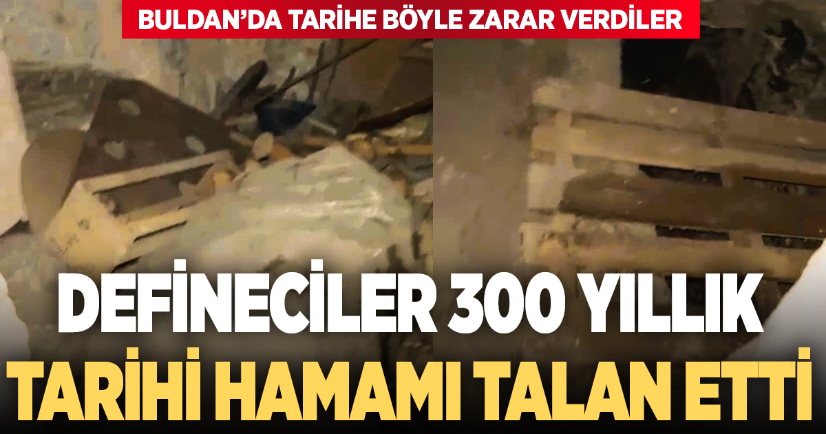 Defineciler 300 yıllık tarihi hamamı talan etti