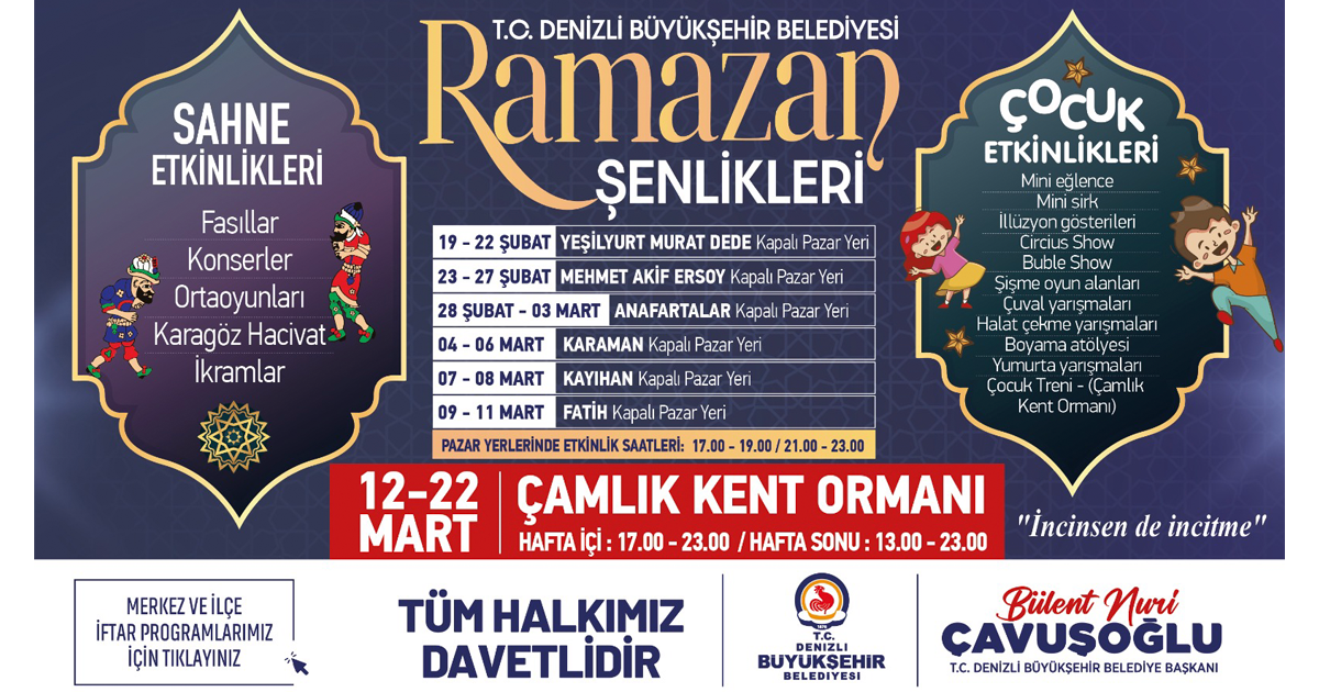 Denizli Ramazan’a hazır: İftar programları ve şenlik takvimi açıklandı