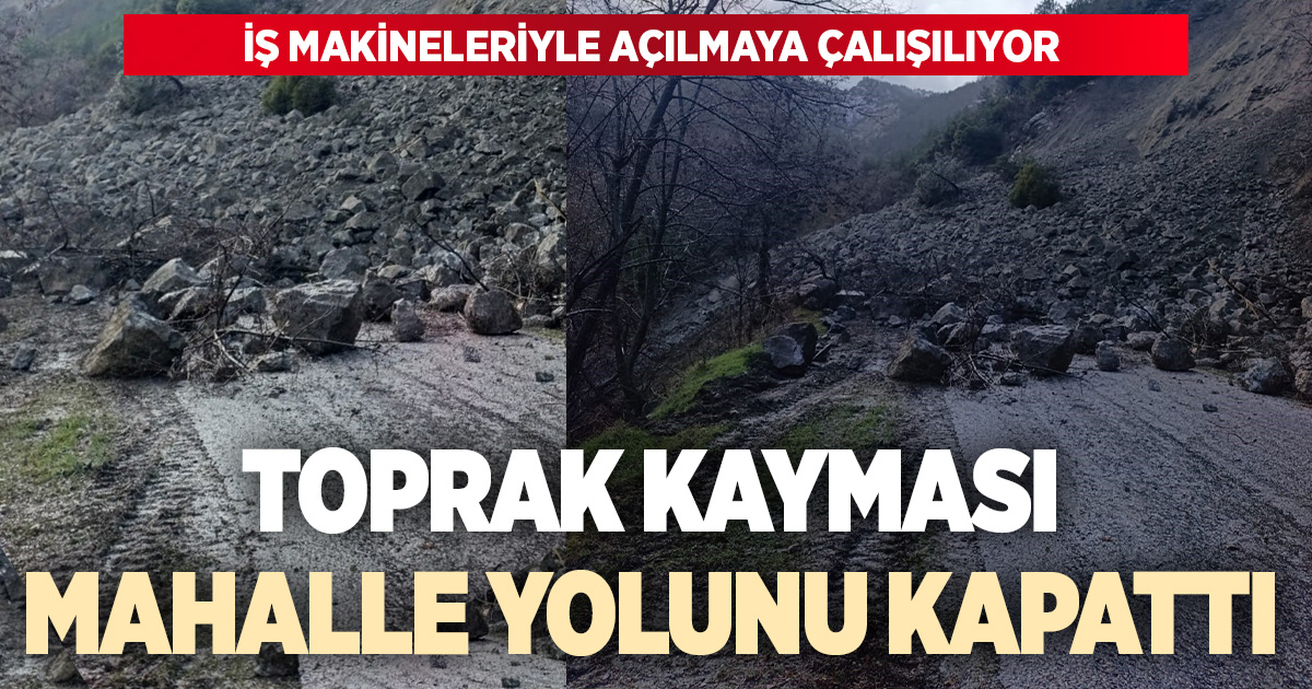 Buldan’da toprak kayması nedeniyle bir mahalle yolu ulaşıma kapandı
