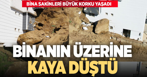 İnşaat kazısında kopan dev kaya parçası yanındaki binada hasara yol açtı