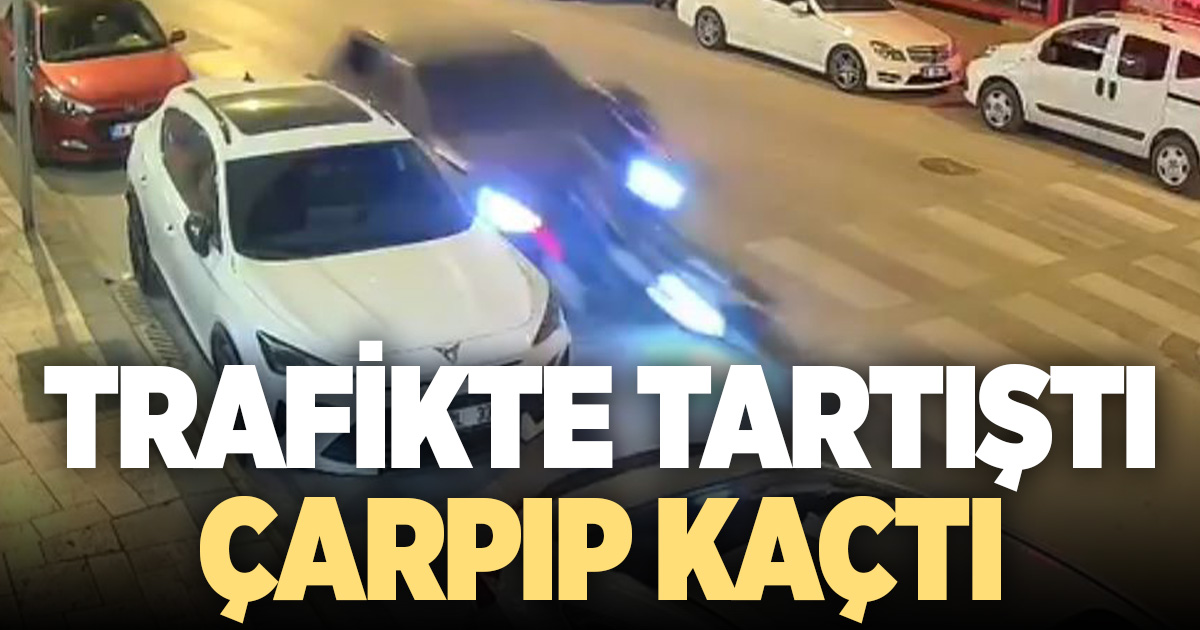 Tartıştığı motosikletliye çarpıp yoluna devam etti