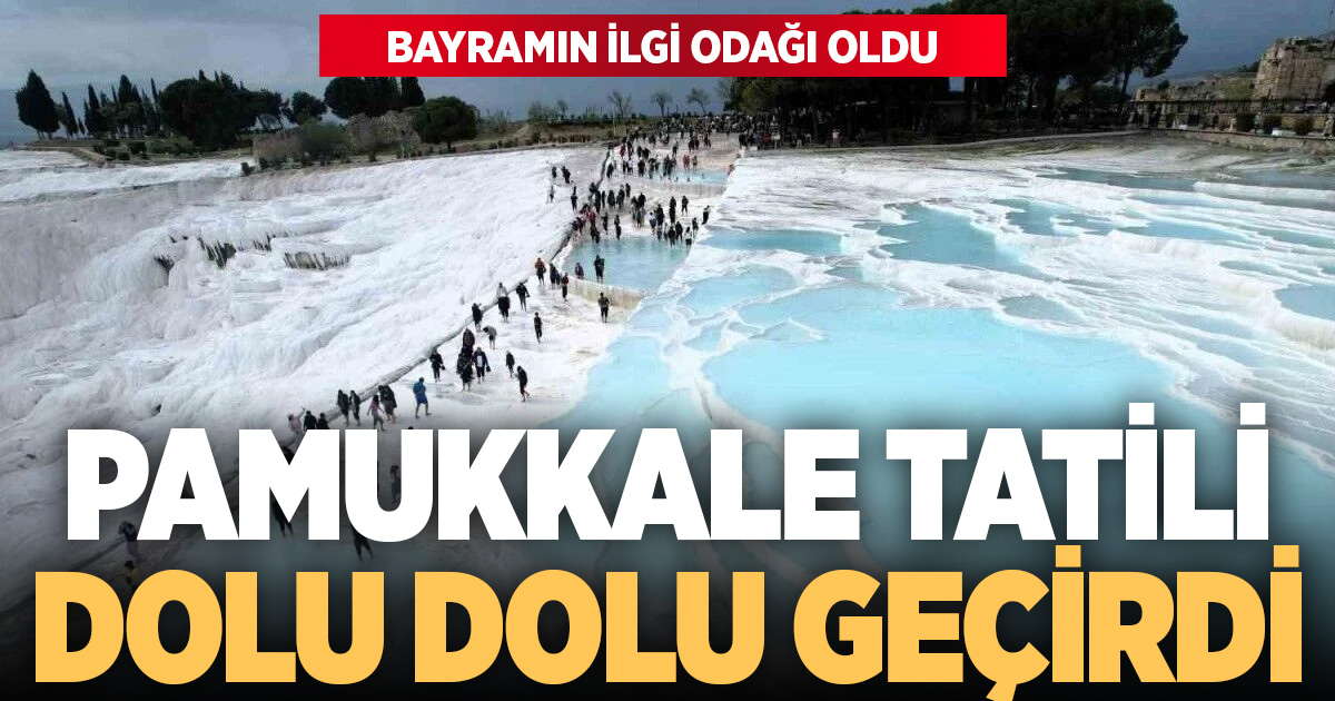 Turizm merkezi Pamukkale'de bayram yoğunluğu yaşandı