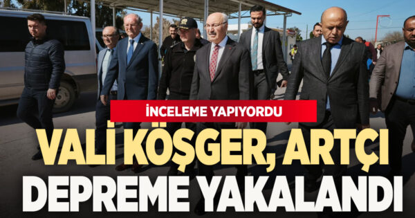Vali Köşger açıklama yaptığı sırada artçı depreme yakalandı