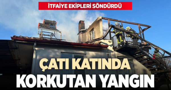 Denizli’de korkutan yangında çatı küle döndü