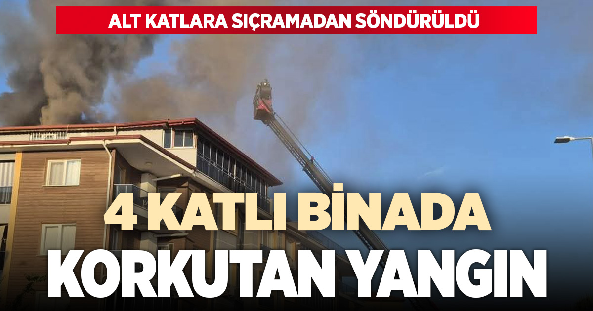 Denizli’de 4 katlı apartmanın çatısında çıkan yangında ev kullanılamaz hale geldi
