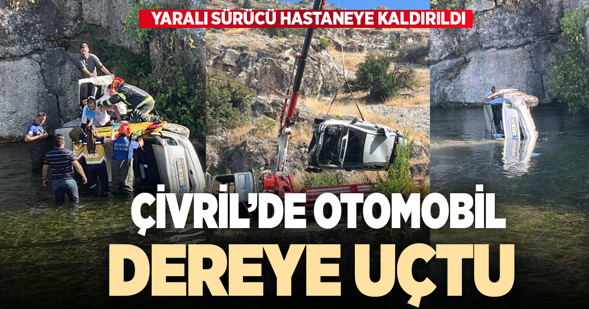 Çivril’de otomobil dereye uçtu, sürücü yaralandı